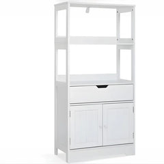 Meuble de salle de bain - meuble de rangement avec tiroirs 2 étagères blanc